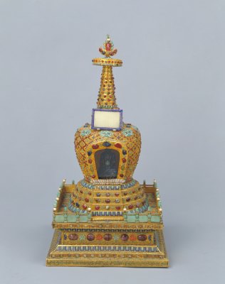 图片[1]-Gold inlaid jade pagoda-China Archive